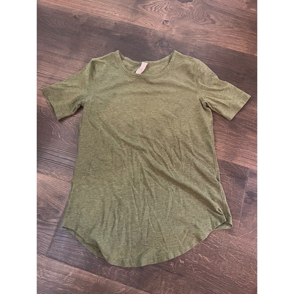 Lululemon Love Tee Heathered Olive Green Pima Cotton Short Sleeve Shirt Size 4